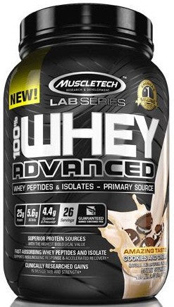 Muscletech Lab Series Advanced 100% Whey Protein Powder, Cookies and Cream, 2 lbs