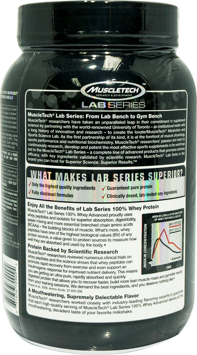 Muscletech Lab Series Advanced 100% Whey Protein Powder, French Vanilla Cream, 2 lbs