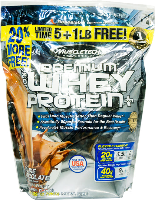 Muscletech Premium Whey Protein, Deluxe Chocolate, 6 lbs