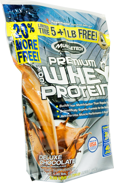 Muscletech Premium Whey Protein, Deluxe Chocolate, 6 lbs