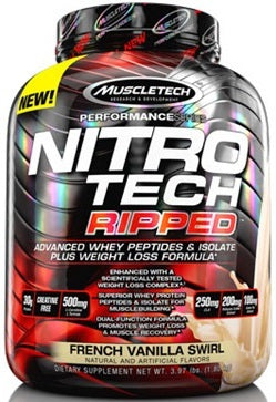 MuscleTech Nitro Ripped Ultimate Protein & Weight Loss Formula, French Vanilla Swirl, 4 lbs