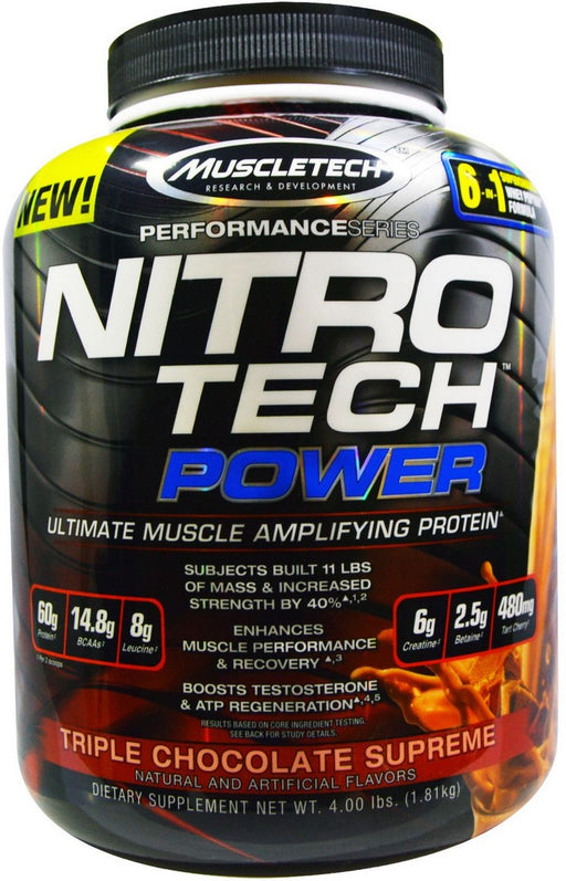 MuscleTech Nitro Power Ultimate Muscle Amplifying Protein Powder, Tripple Chocolate Supreme, 4 lbs