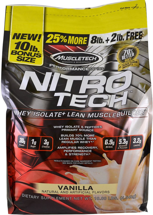 Muscletech Nitro-Tech Whey Isolate and Lean Musclebuilder, Vanilla, 10 lbs