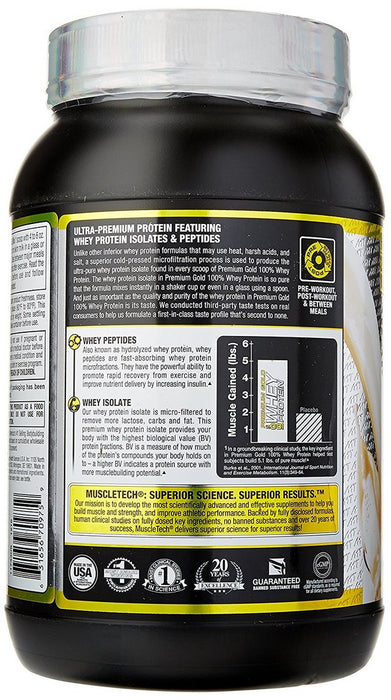 MuscleTech Premium Gold 100% Whey Protein, 2.5 lbs