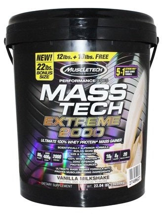 Muscletech Mass-Tech Scientifically Superior Mass Gainer, Vanilla Milkshake, 22 lbs