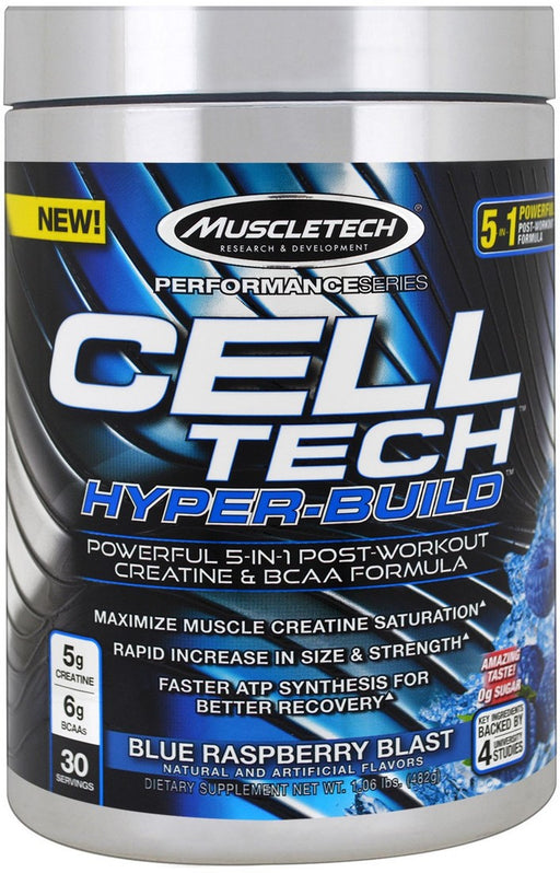 Muscletech, Performance Series Cell Tech Hyper-Build, Blue Raspberry Blast, 1.06 lbs