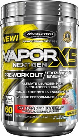 Muscletech  Vapor X5 Next Generation Pre-Workout Drink for Explosive Energy, Icy Rocket Freeze, 263 gr