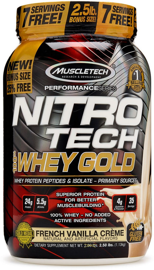 MuscleTech Nitro-Tech Whey Gold, French Vanilla Creme, 2.5 lbs