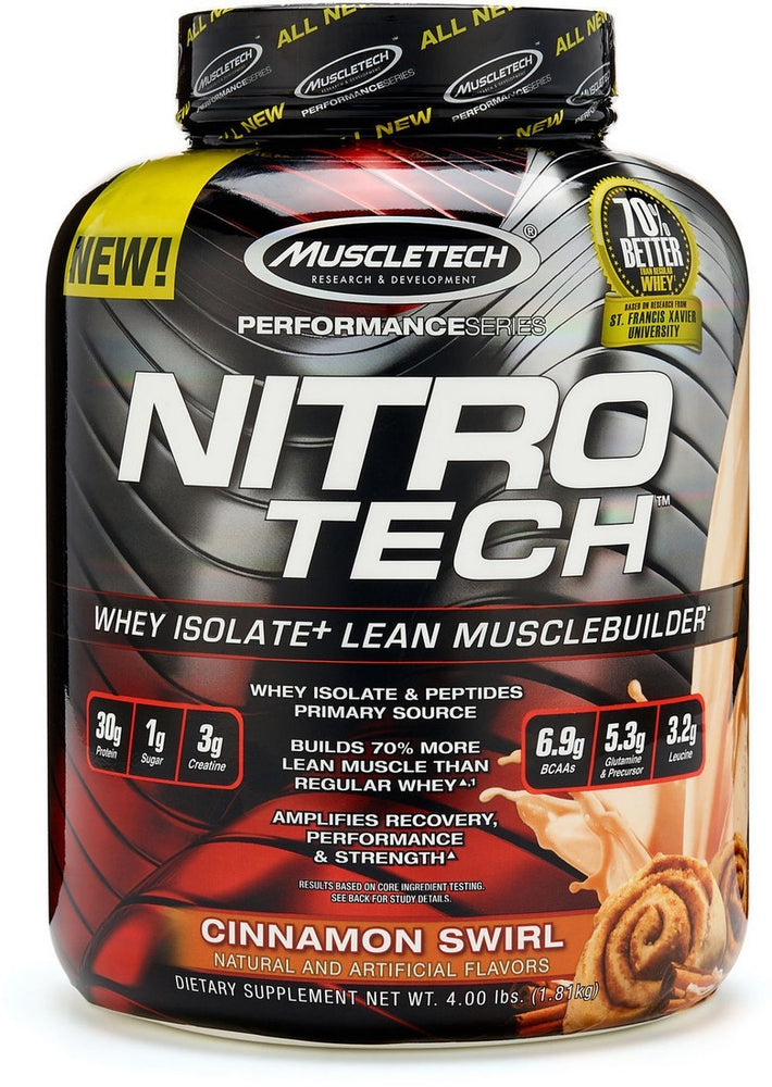 Muscle Tech Nitro Tech Whey Isolate Lean Musclebuilder, Cinnamon Swirl, 1.81 kg
