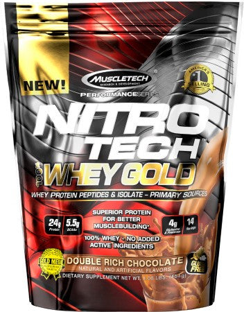 Muscletech Nitro-Tech 100% Whey Gold Protein Powder, Chocolate, 1 lb