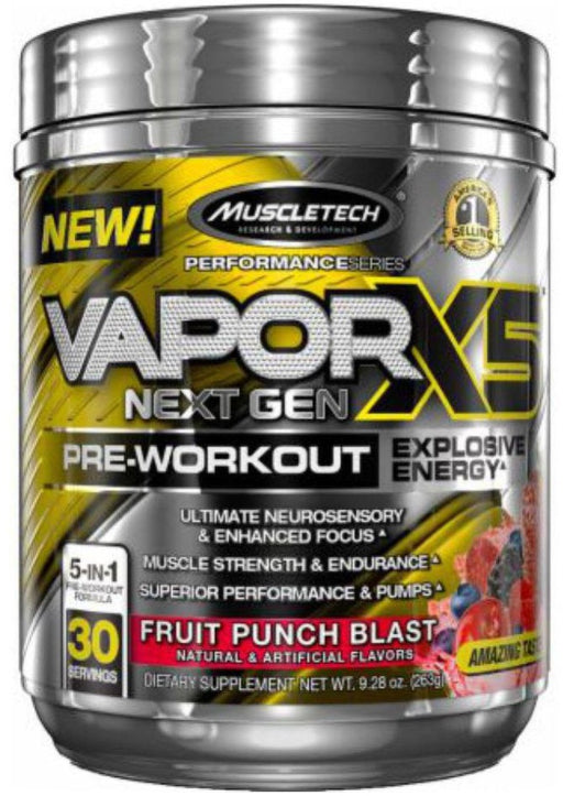 Muscletech  Vapor X5 Next Generation Pre-Workout Drink for Explosive Energy, Fruit Punch Blast, 263 gr