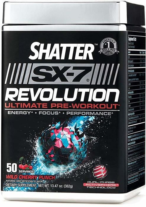 Muscle Tech Shatter SX-7 Revolution Ultimate Pre Workout, Wild Cherry Punch, 382 gr