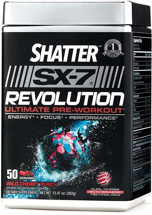 Muscle Tech Shatter SX-7 Revolution Ultimate Pre Workout, Wild Cherry Punch, 382 gr
