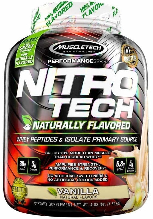 Muscle Tech Nitro-Tech Whey Protein, Naturally Flavored Vanilla, 4 lb