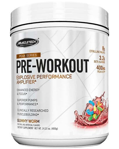MuscleTech Peak Series Pre Workout, Gummy Worm, 435 gr