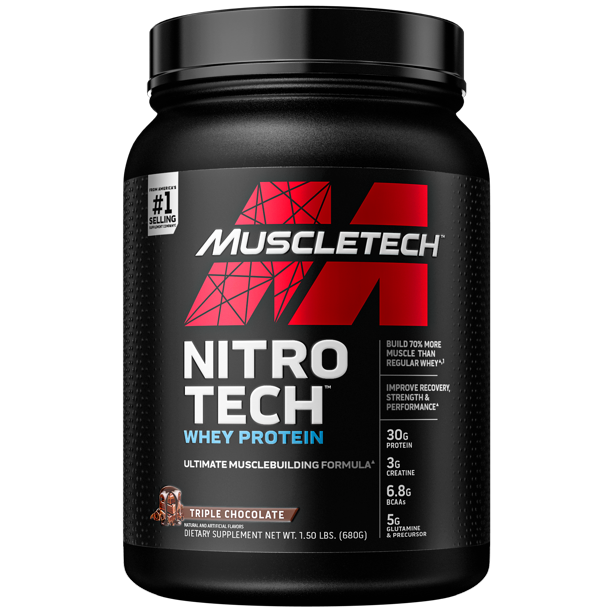 Muscletech NitroTech Whey Protein, Triple Chocolate Flavor, 1.5 lbs