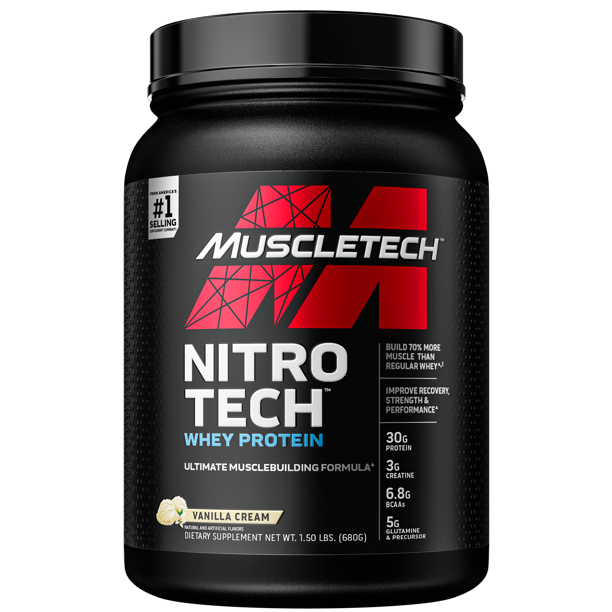 Muscletech NitroTech Whey Protein, Vanilla Cream Flavor, 1.5 lbs