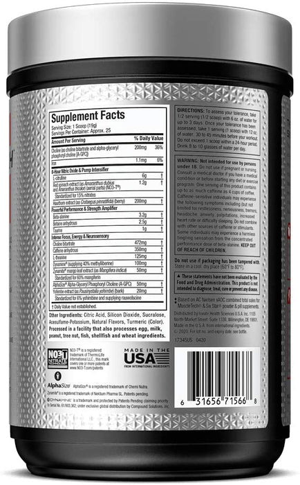 Muscletech Shatter Pre-Workout Elite, Icy Charge Flavor, 25 Servings, 1.04 lbs