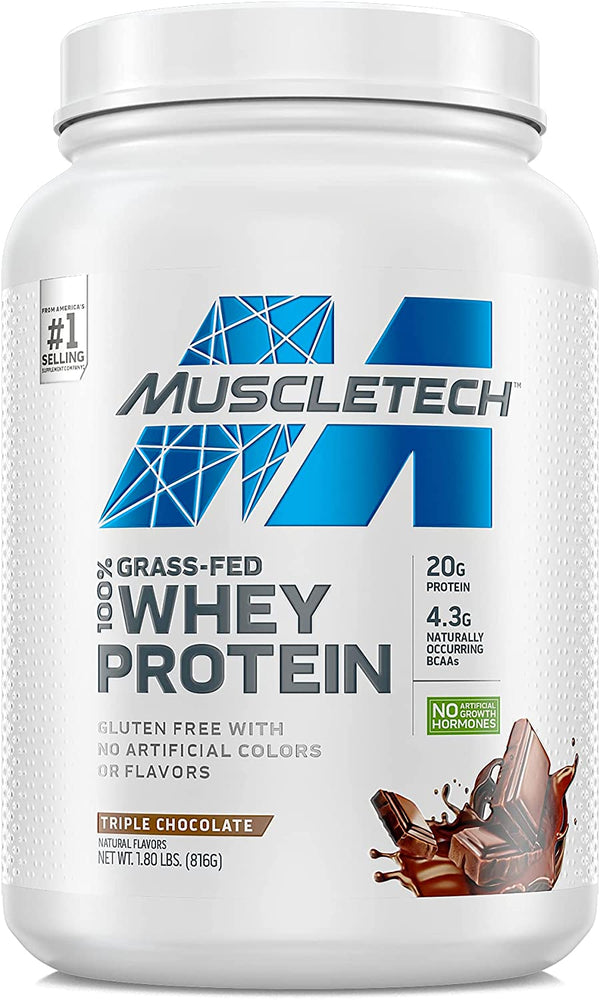 Muscletech 100% Grass-Fed Whey Protein, Triple Chocolate Flavor, 1.8 lbs