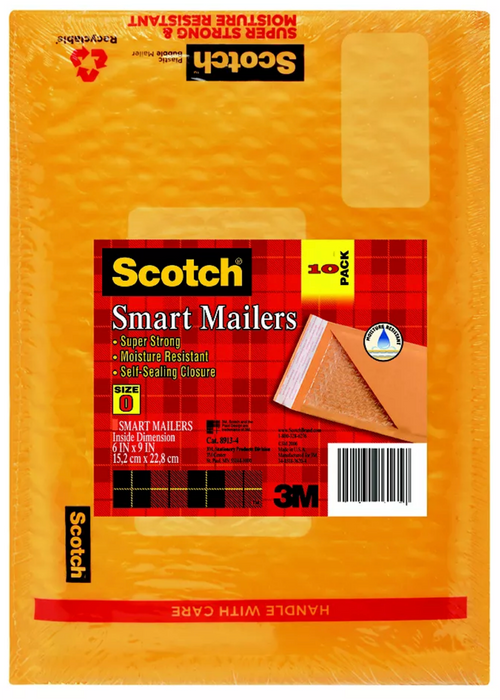 Scotch Heavy Duty Smart Plastic Bubble Mailers, 6 x 9.25 IN , 10 ct