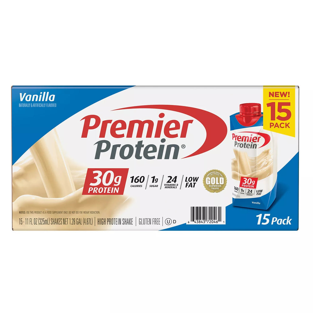 Premier Protein Vanilla Protein Shake, Value Pack , 15 x 11 oz