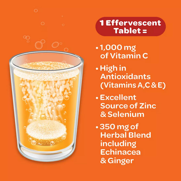 Airborne Immune Support Supplement Effervescent Tablets, Orange Flavor, 2-Pack , 2 x 18 ct