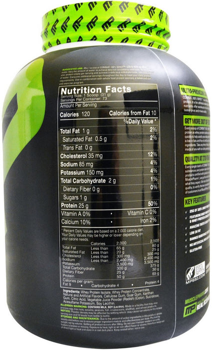 MP MusclePharm Combat Ultra Premium 100% Whey Protein Powder, Strawberry, 5 lbs