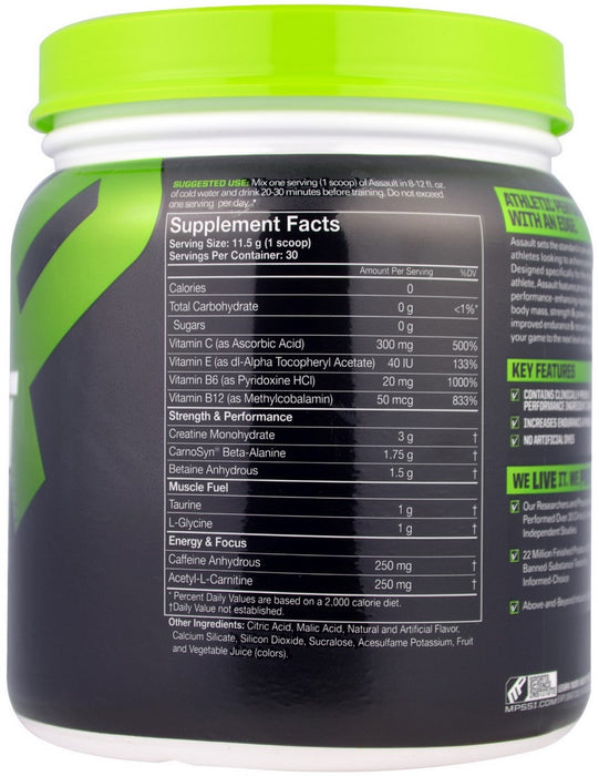 MP MusclePharm Assault Energy + Strength Pre-Workout Drink, Strawberry Ice, 345 gr
