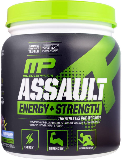 MP MusclePharm Assault Energy + Strength Pre-Workout Drink, Blue Raspberry, 345 gr