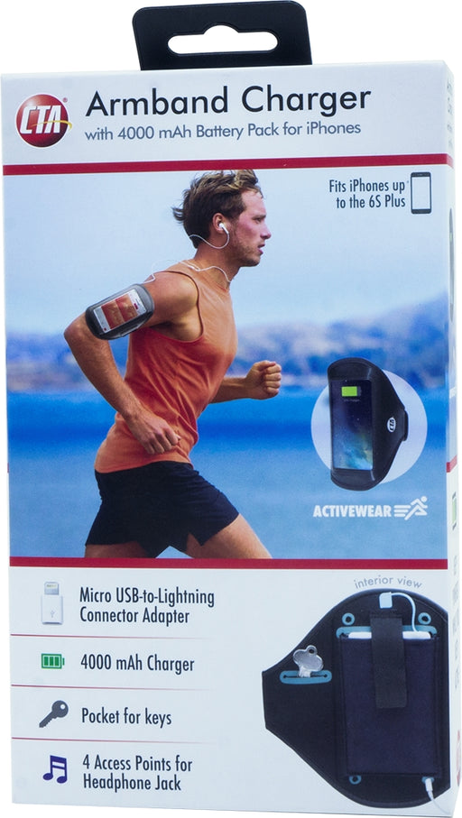 CTA Armband Battery Pack Charger, 4000 mAh, 