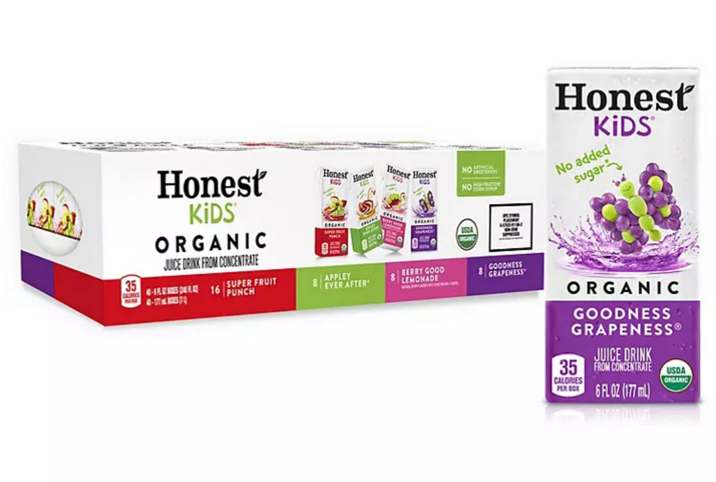 Honest Kids Organic Fruit Juice Drink Boxes, Variety Pack , 40 x 6 oz