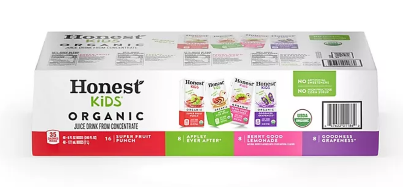 Honest Kids Organic Fruit Juice Drink Boxes, Variety Pack , 40 x 6 oz