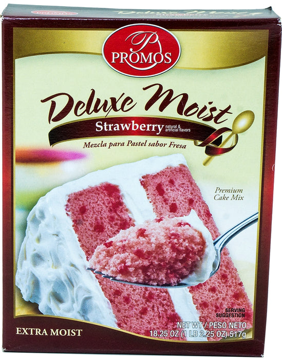 Promos Deluxe Moist Cake Mix, Strawberry, 18.25 oz