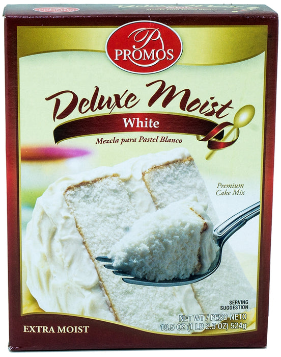 Promos Deluxe Moist Cake Mix, White, 18.25 oz