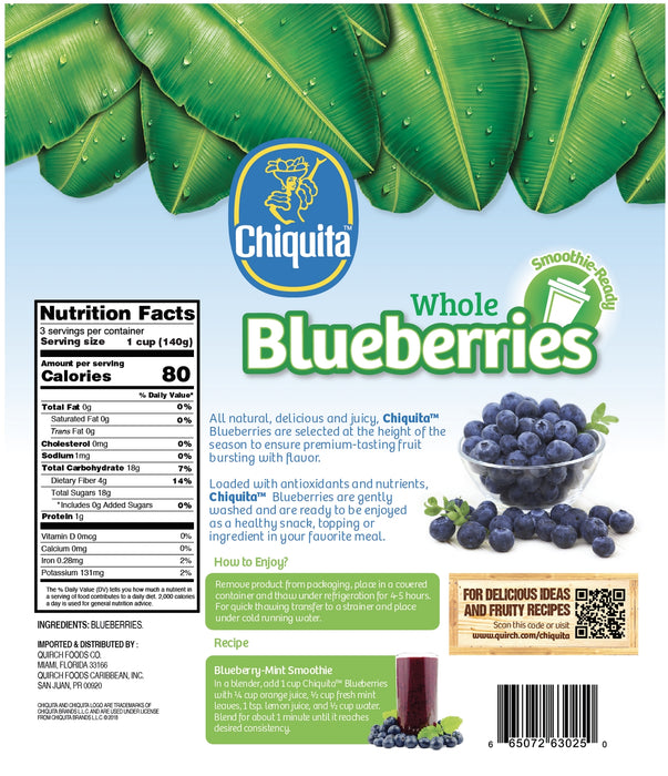 Chiquita Frozen Whole Blueberries, 340.2 gr (12 oz)