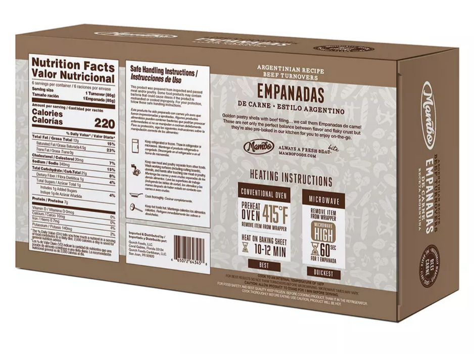 Mambo Argentinian Beef Empanadas , 6 ct