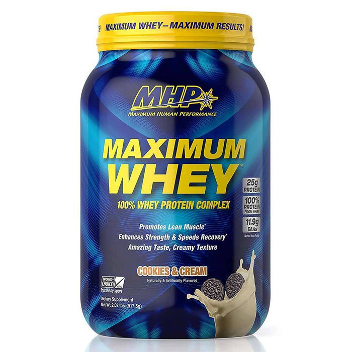MHP Maximum Whey Protein Powder Complex, Cookies & Cream Flavor , 2.02 lbs