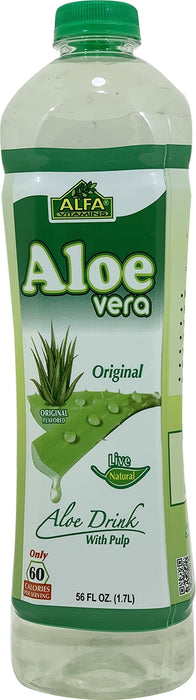 Alfa Aloe Vera Original Aloe Drink With Pulp, 56 oz