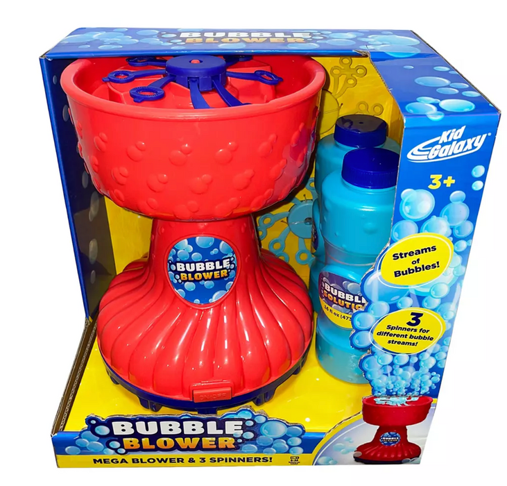Kid Galaxy Mega Bubble Blower With 3 Interchangeable Wands & 32-oz Solution, 1 ct