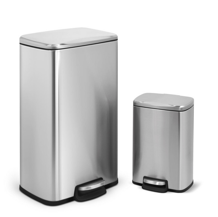 Innovaze Stainless Steel 30L & 5L Rectangular Trash Can Set , 2 pcs