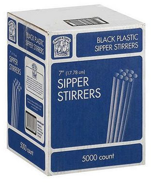 Bakers & Chefs Sipper Stirrers, Black Plastic, 7 inch, 5000 ct