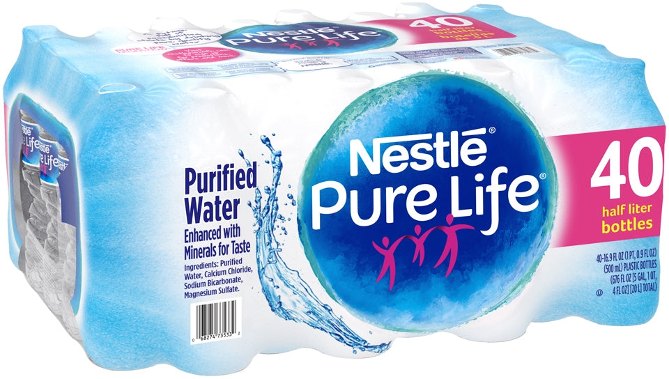 Nestle Pure Life Purified Water Bottles, Value Pack, 40 x 500 ml