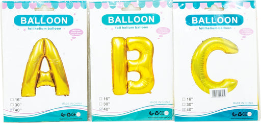 Gold Helium Foil Balloon, Alphabet (Available in Letters A - Z), 40 inch