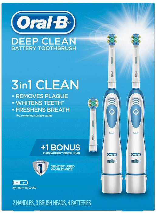 Oral-B Deep Clean Battery Toothbrush Kit, 2-Pack, 9 pcs