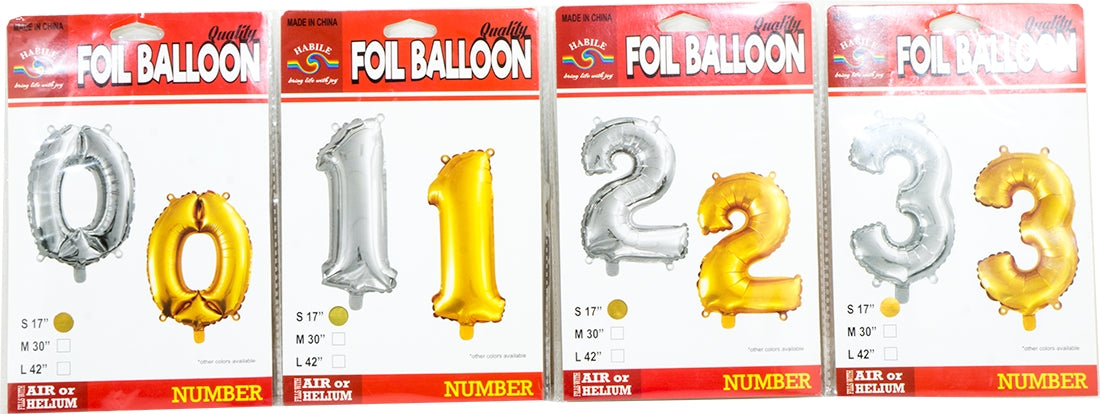 Habile Gold Helium Foil Balloon, Numbers (Available in Numbers 0 - 9), 17 inch