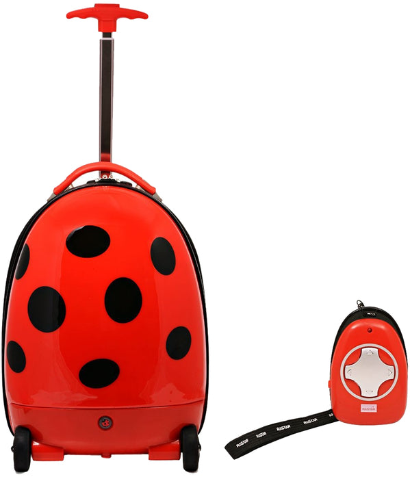 Kids Electric Radio Remote Control Traveling System Suitcase Luggage, Lady Bug, 31 x 25 x 42 cm