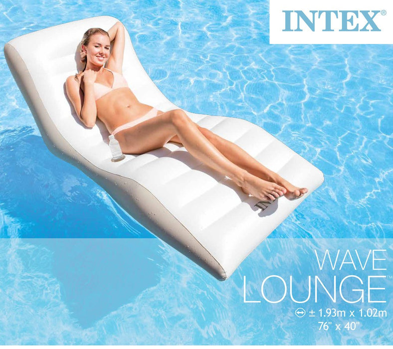 Intex Wave Inflatable Lounge with Cup Holder, 76 x 40 inch