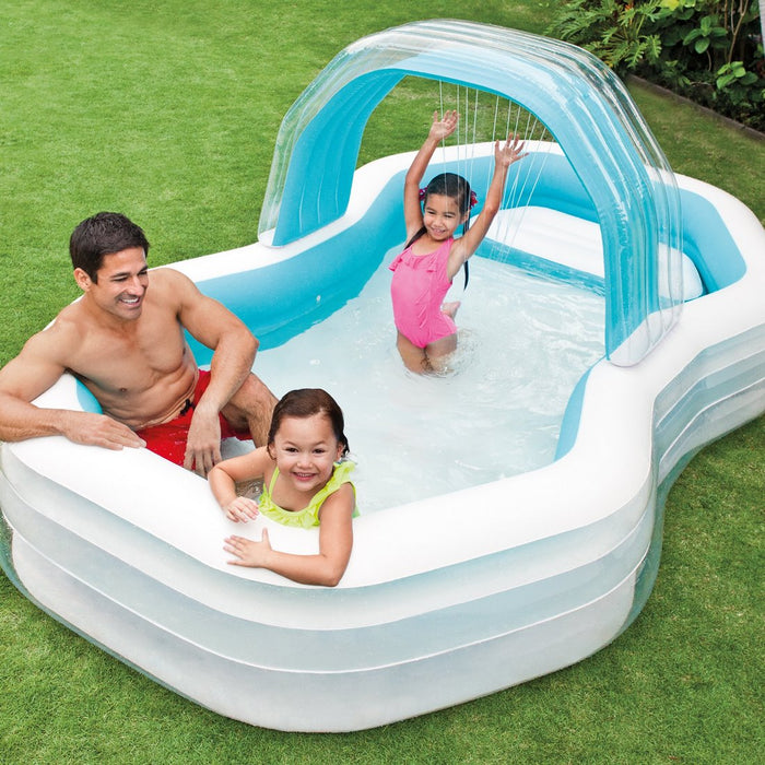 Intex Swim Center Family and Kids Inflatable Cabana Pool with Water Sprayer, Model# 57198