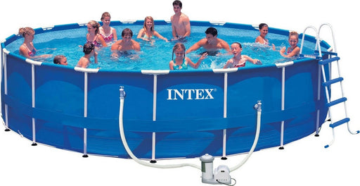 Intex 18 ft x 48 in (549 x 122 cm) Metal Frame Pool Set with Filter Pomp, Ladder, Ground Cloth & Pool Cover, Model# 28752GN