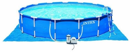 Intex 18 ft x 48 in (549 x 122 cm) Metal Frame Pool Set with Filter Pomp, Ladder, Ground Cloth & Pool Cover, Model# 28752GN